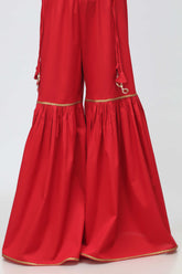 1 Piece Gharara in Red Cambric (CZ2938)